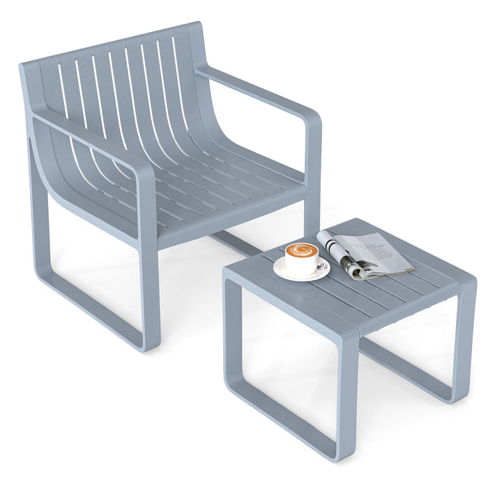 2 Piece Patio Furniture Set with Square Coffee Table-
