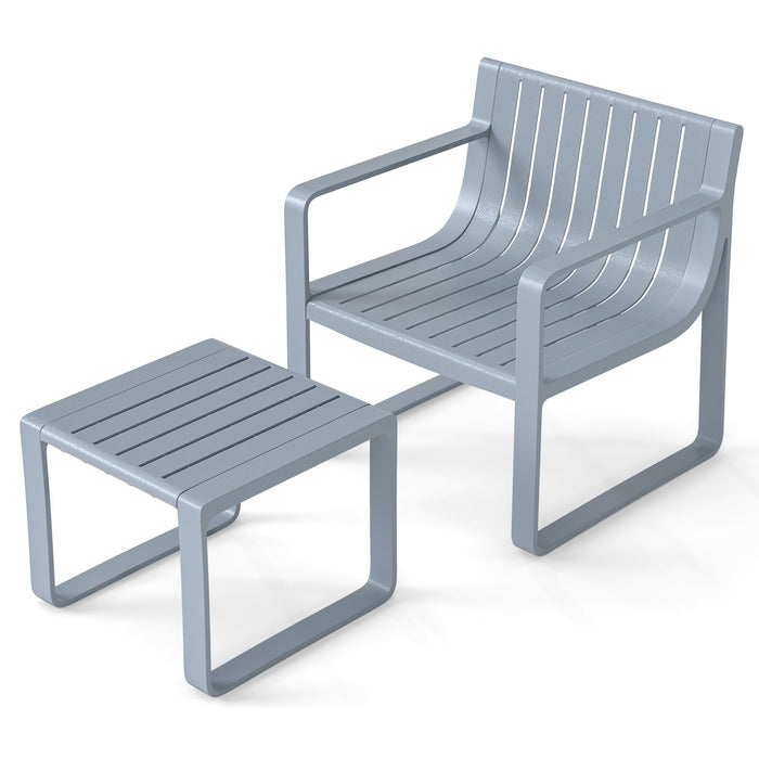 2 Piece Patio Furniture Set with Square Coffee Table-