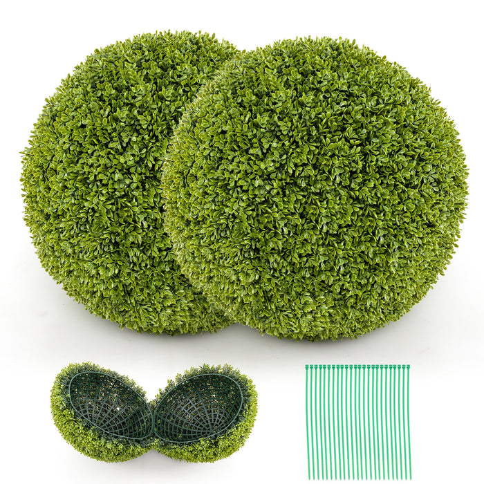 2 Pieces 50cm Artificial Plant Boxwood Topiary Ball for Patio Garden Front Door Balcony Backyard-
