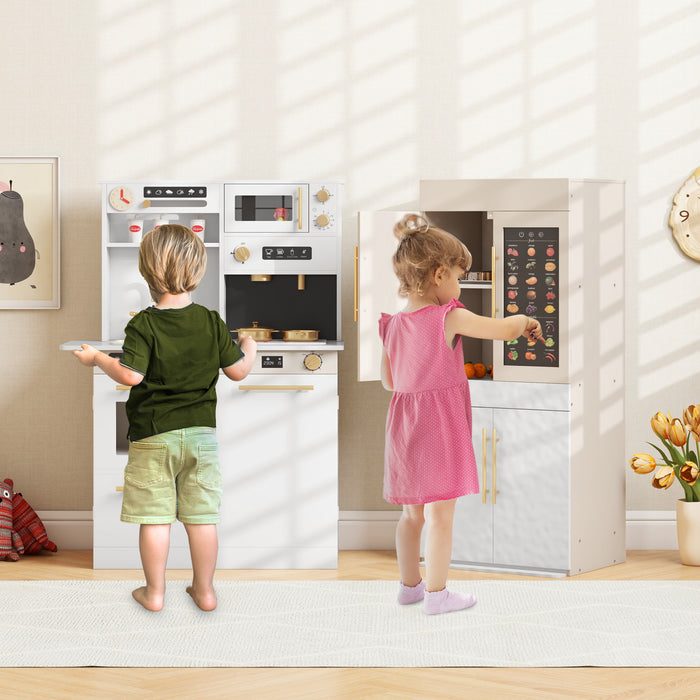 2 Pieces Kids Kitchen Playset Play Kitchen Refrigerator Combination-