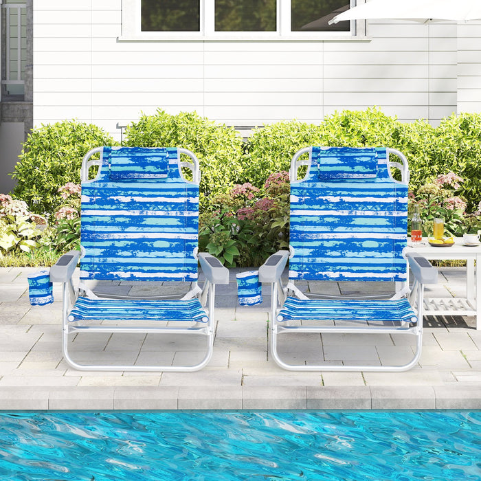 2 Pack Folding Beach Chair Lightweight Lay Flat Lounge Chair-