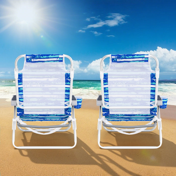 2 Pack Folding Beach Chair Lightweight Lay Flat Lounge Chair-