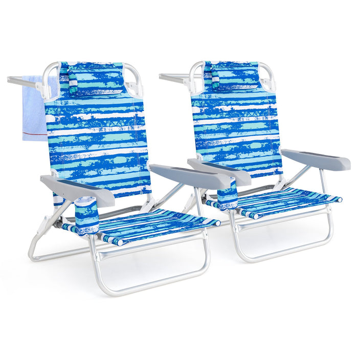2 Pack Folding Beach Chair Lightweight Lay Flat Lounge Chair-
