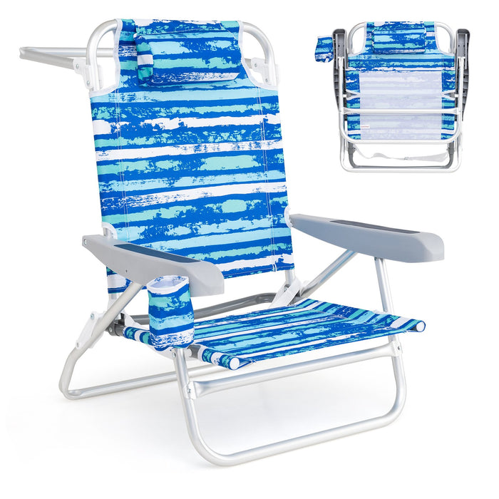 2 Pack Folding Beach Chair Lightweight Lay Flat Lounge Chair-