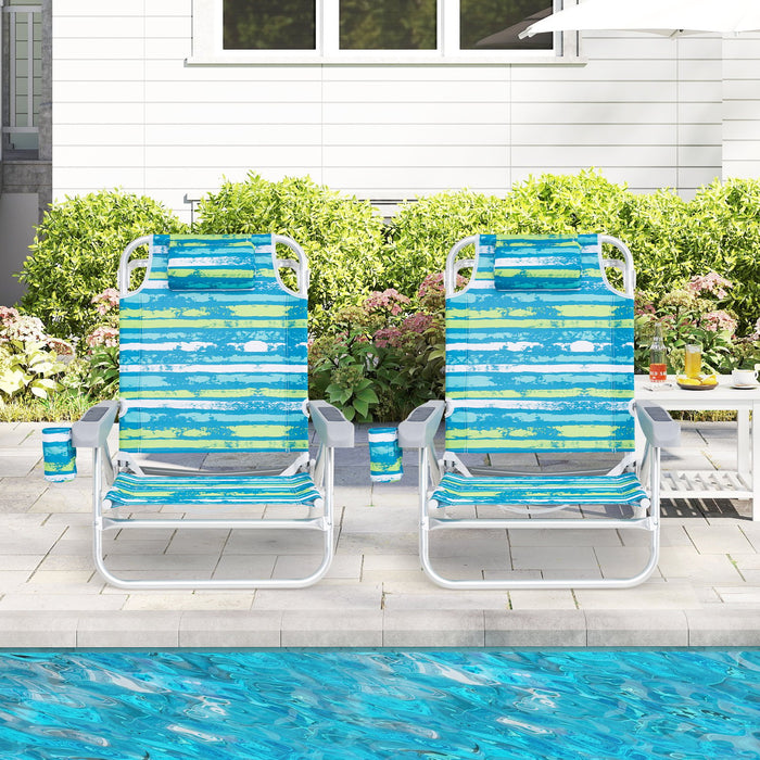 2 Pack Folding Beach Chair Lightweight Lay Flat Lounge Chair-