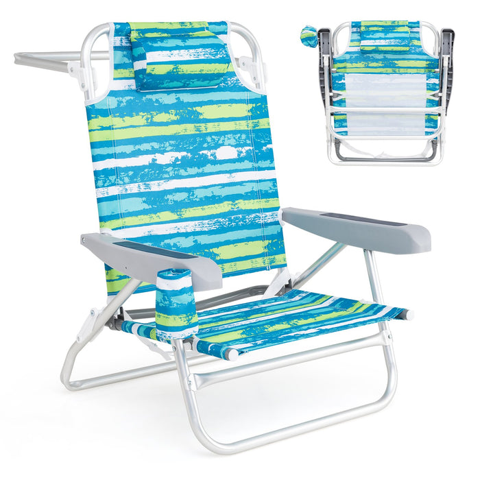 2 Pack Folding Beach Chair Lightweight Lay Flat Lounge Chair-