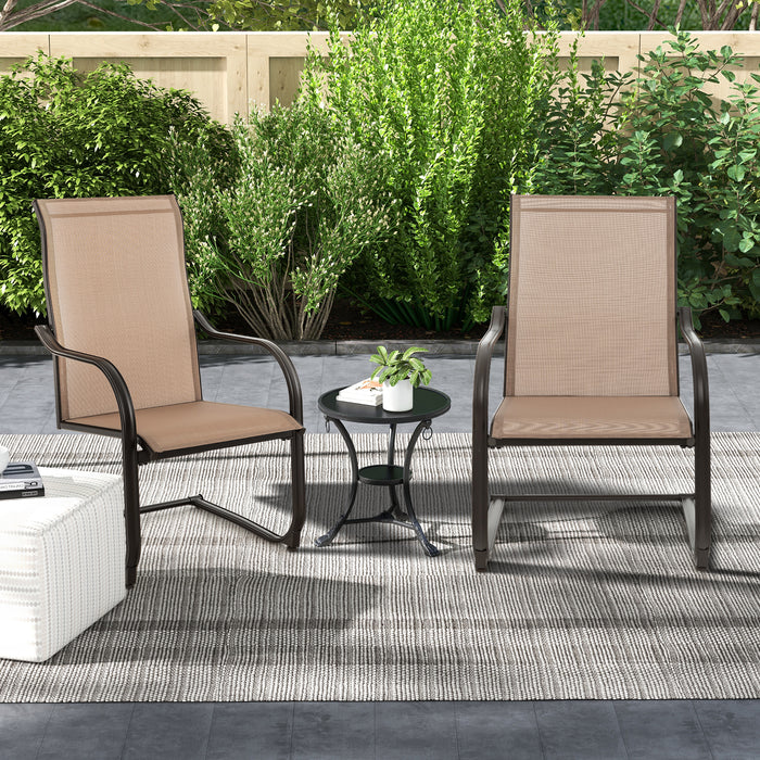 2 Pieces Outdoor Dining Chairs with Cozy and Breathable Seat Fabric-