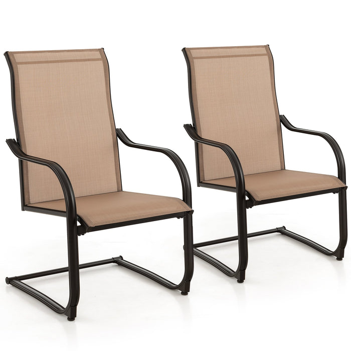2 Pieces Outdoor Dining Chairs with Cozy and Breathable Seat Fabric-