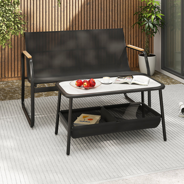 2 Pieces Patio Furniture Set with 2 Storage Compartments-
