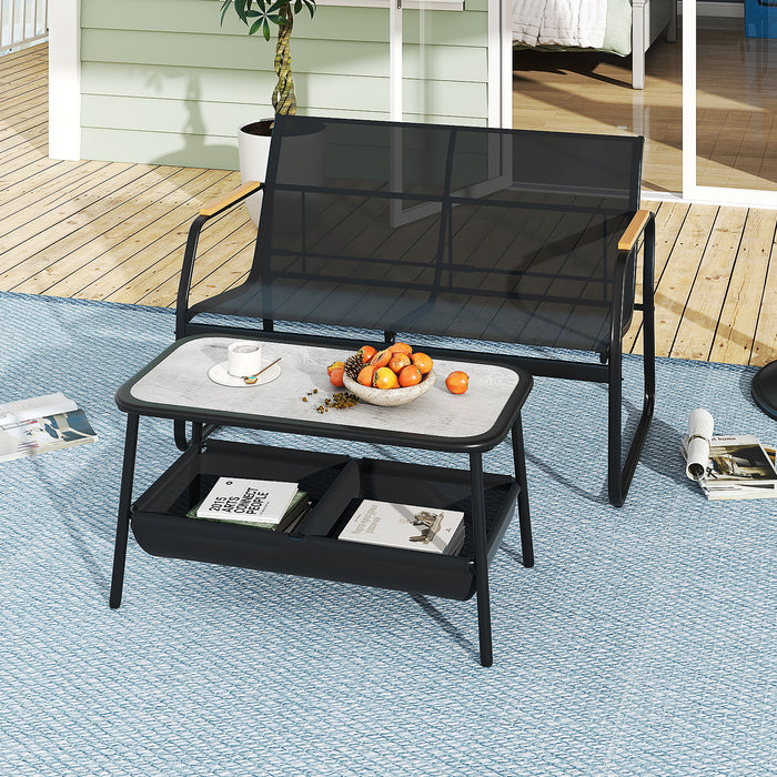 2 Pieces Patio Furniture Set with 2 Storage Compartments-