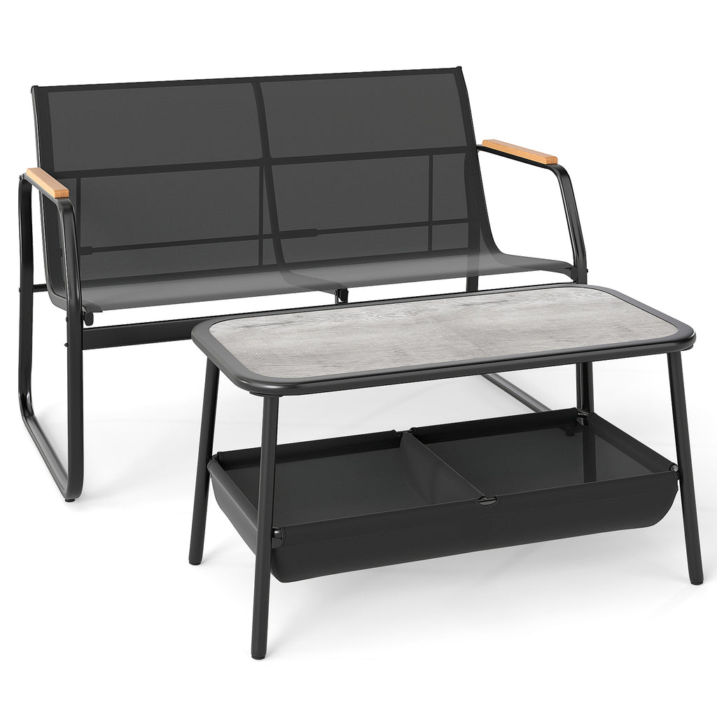 2 Pieces Patio Furniture Set with 2 Storage Compartments-