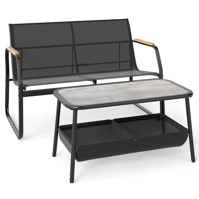 2 Pieces Patio Furniture Set with 2 Storage Compartments-