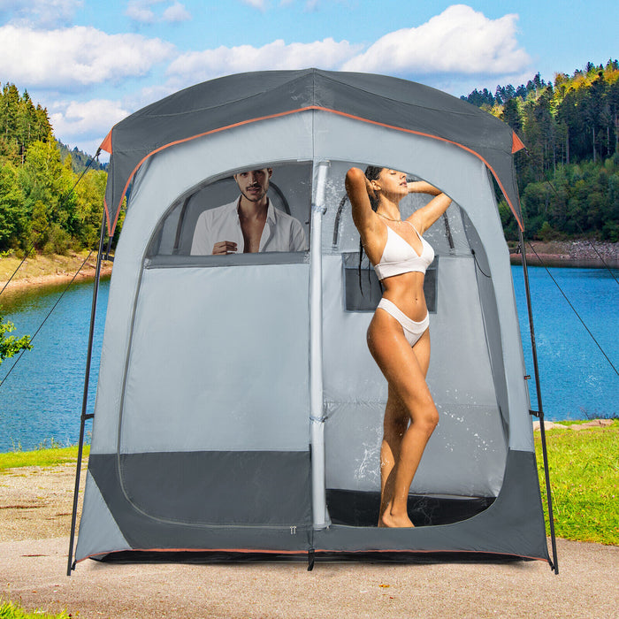 2 Rooms Privacy Shelter Tent with Removable Rain Fly-