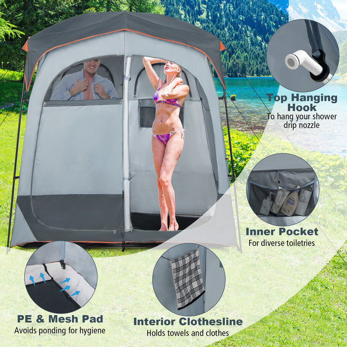 2 Rooms Privacy Shelter Tent with Removable Rain Fly-