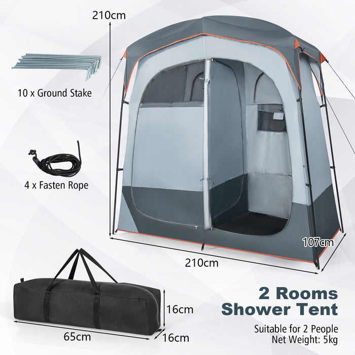2 Rooms Privacy Shelter Tent with Removable Rain Fly-