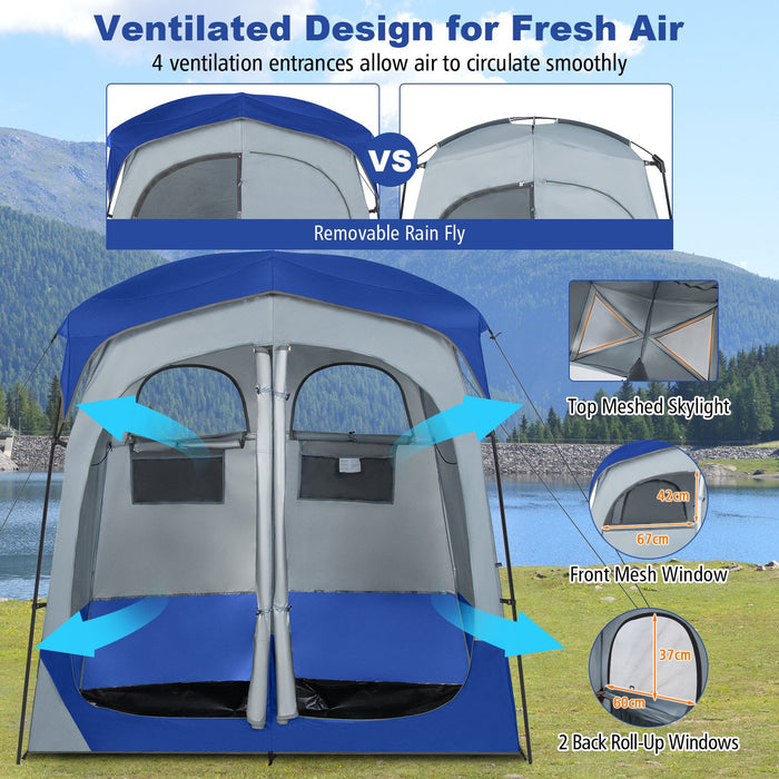2 Rooms Privacy Shelter Tent with Removable Rain Fly-