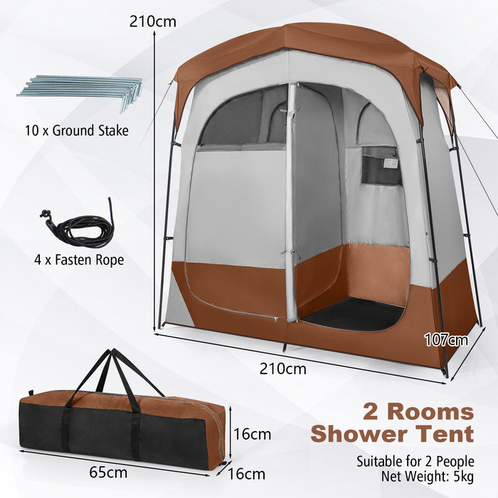2 Rooms Privacy Shelter Tent with Removable Rain Fly-