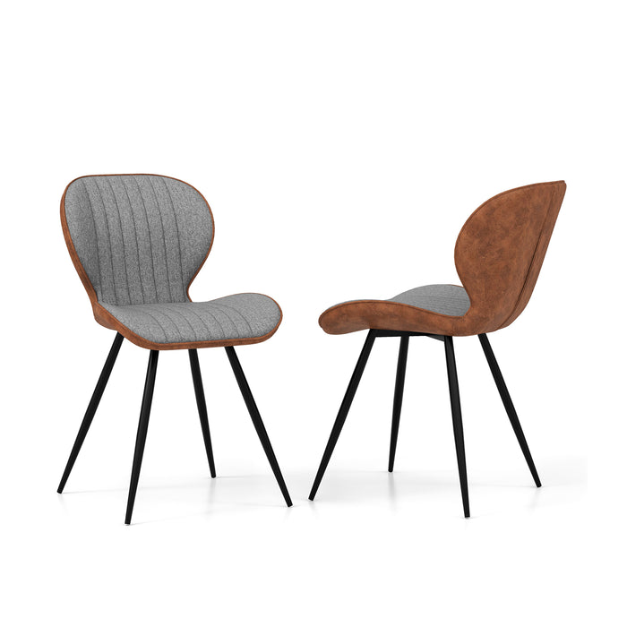 Set of 2 Armless Dining Chairs - Modern Accent Furniture with Curved Backrest in Grey - Perfect for Contemporary Dining Rooms or Lounges