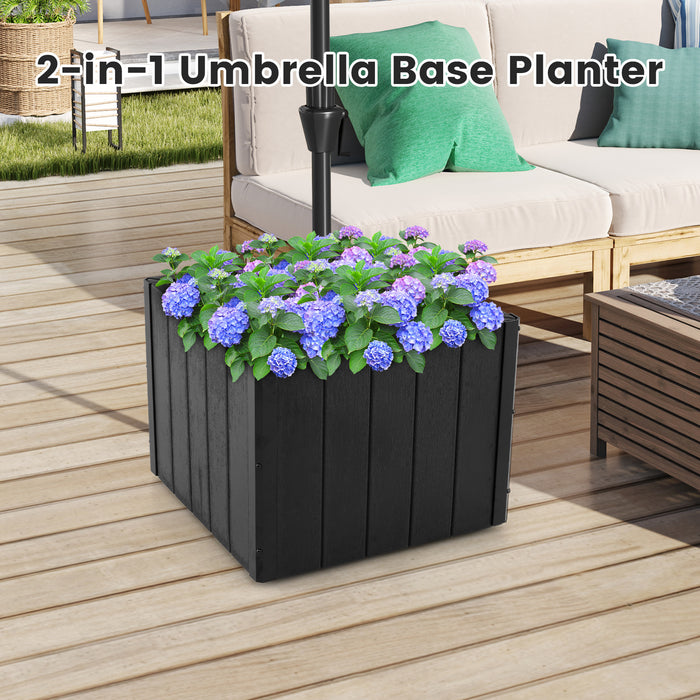 2-in-1 Outdoor Umbrella Base Planter Patio Umbrella Stand for Garden-