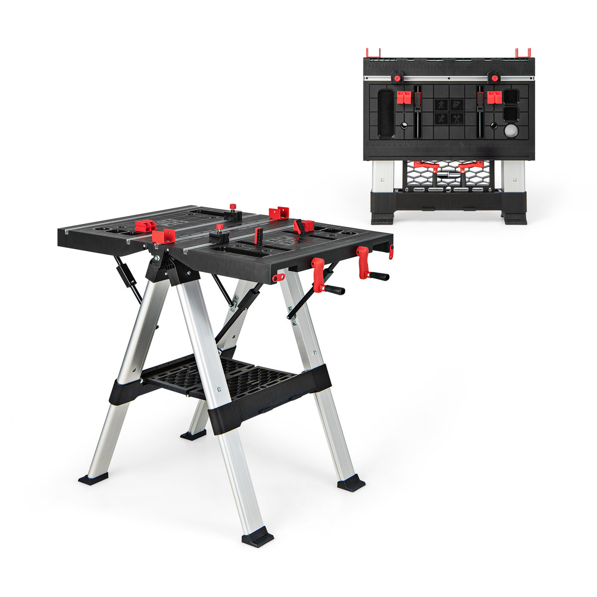 2 in 1 Portable Folding Work Bench Sawhorse Worktable with Adjustable ...