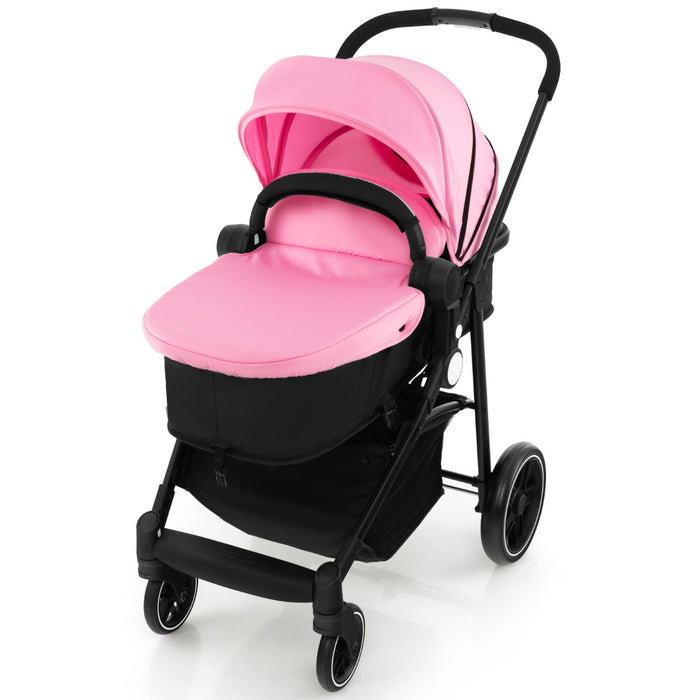 High Landscape 2-in-1 Stroller - Reversible Seat, Adjustable Backrest, Canopy in Pink - Perfect for Parents Seeking Functional and Stylish Baby Transport