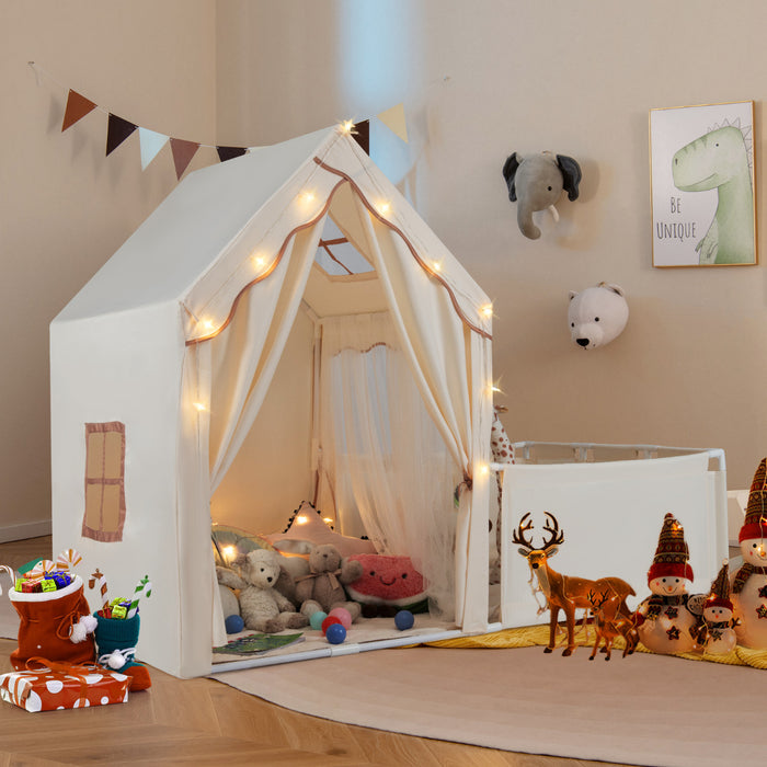 2-in-1 Kids Play Tent with Playpen and Washable Cotton Mat-