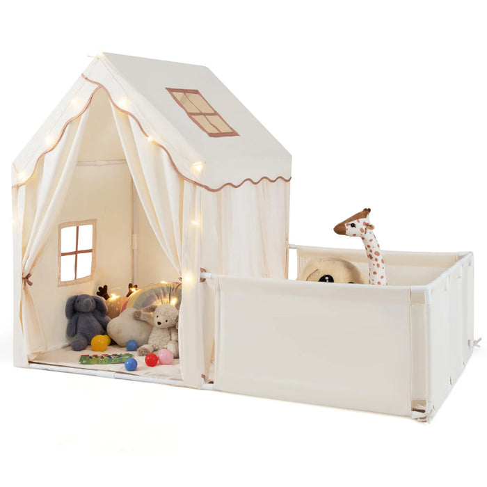 2-in-1 Kids Play Tent with Playpen and Washable Cotton Mat-