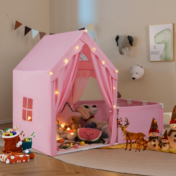 2-in-1 Kids Play Tent with Playpen and Washable Cotton Mat-