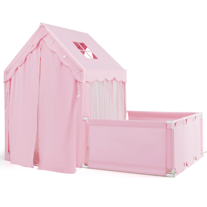 2-in-1 Kids Play Tent with Playpen and Washable Cotton Mat-