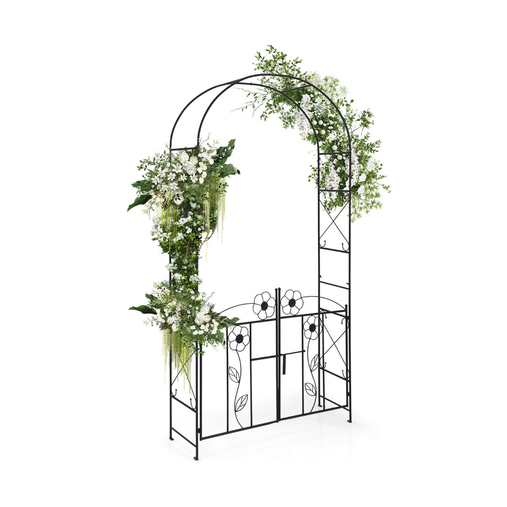 2-in-1 Metal Garden Arbor 228 cm Decorative Arch Trellis-