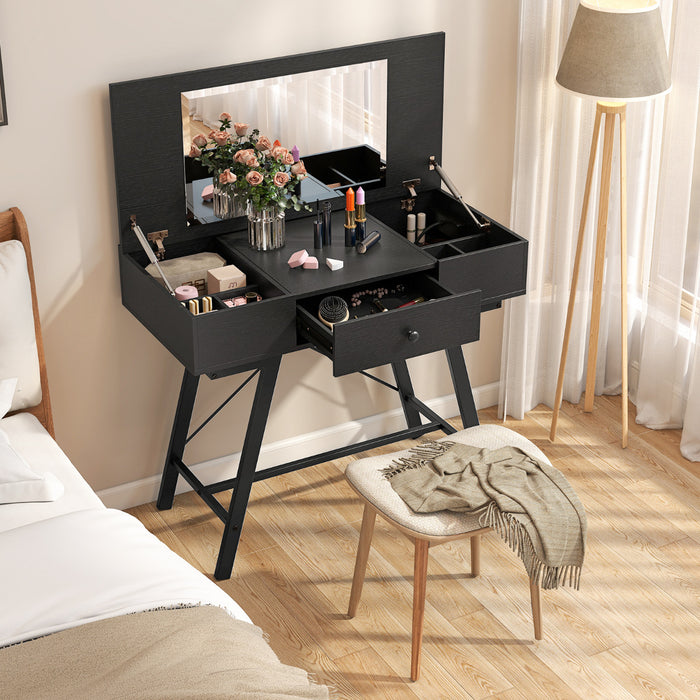 2-in-1 Vanity Desk with Mirror and Charging Station-