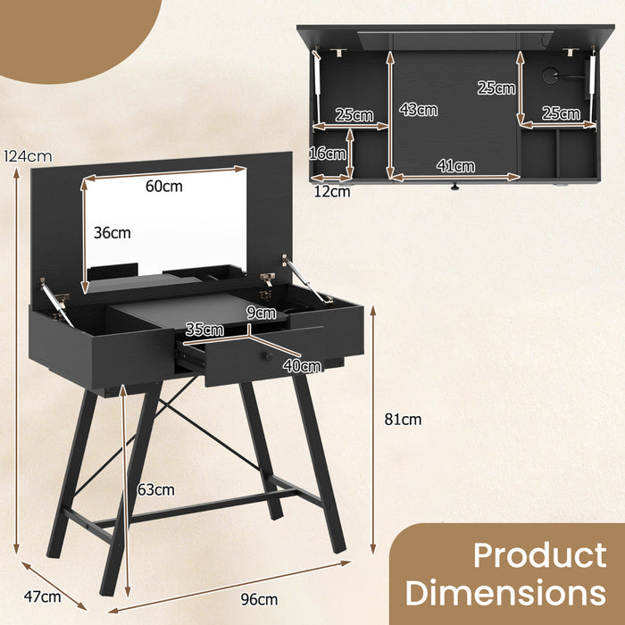 2-in-1 Vanity Desk with Mirror and Charging Station-