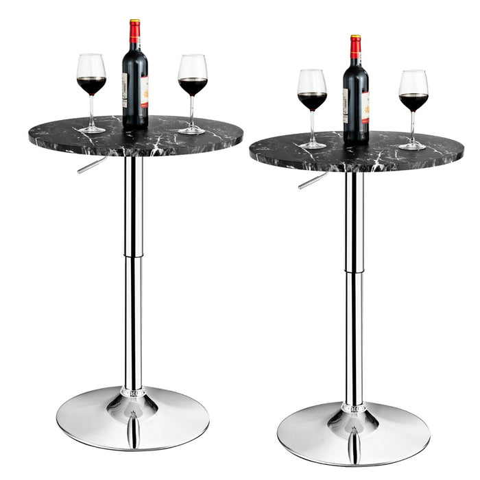 Set of 2 Modern Bar Table Adjustable Swivel with Marble Patterns-