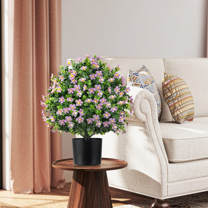 2 Pack Artificial Boxwood Topiary Ball Tree Faux Shrub Bushes-