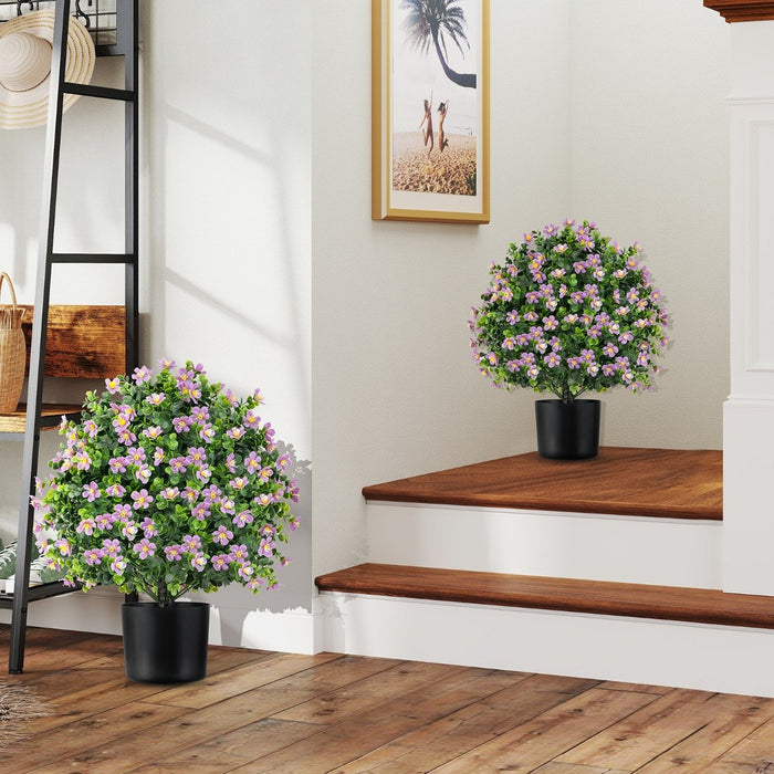 2 Pack Artificial Boxwood Topiary Ball Tree Faux Shrub Bushes-