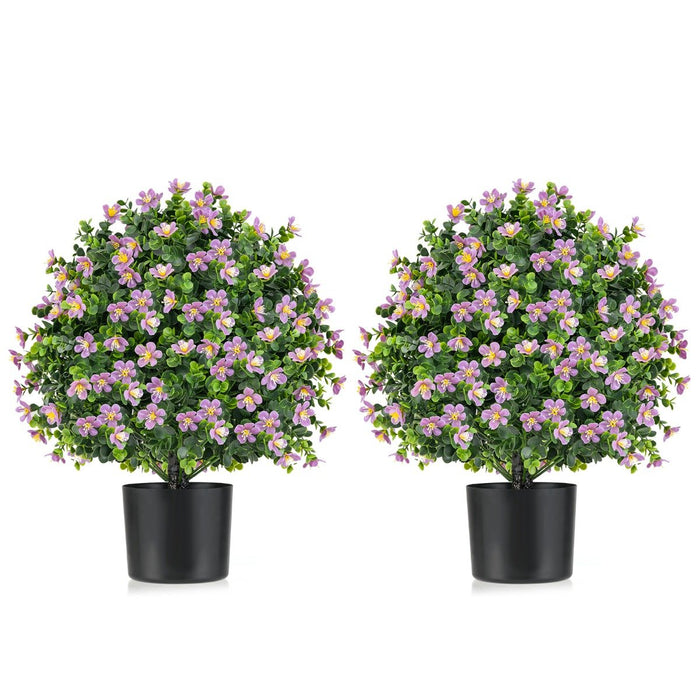 2 Pack Artificial Boxwood Topiary Ball Tree Faux Shrub Bushes-