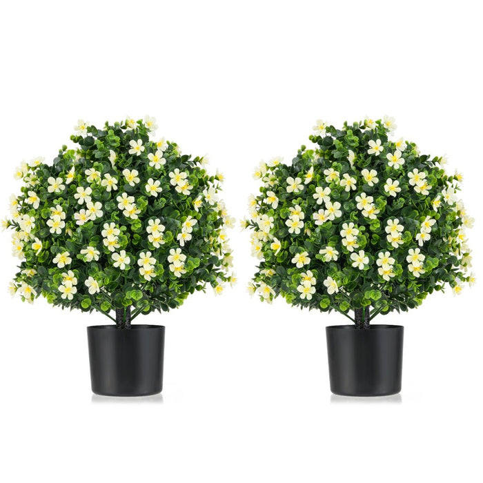2 Pack Artificial Boxwood Topiary Ball Tree Faux Shrub Bushes-