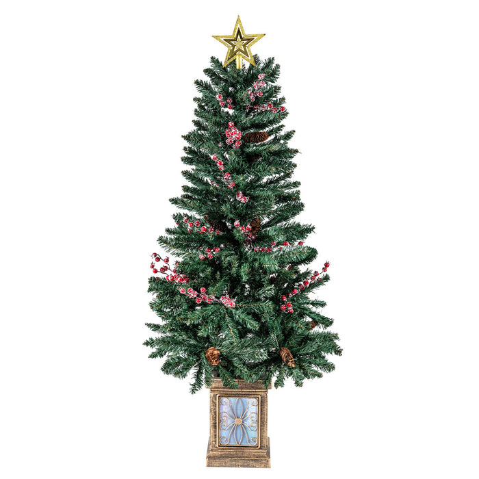 Entrances Trees with Garland and Wreath Potted Christmas Tree Set of 4-