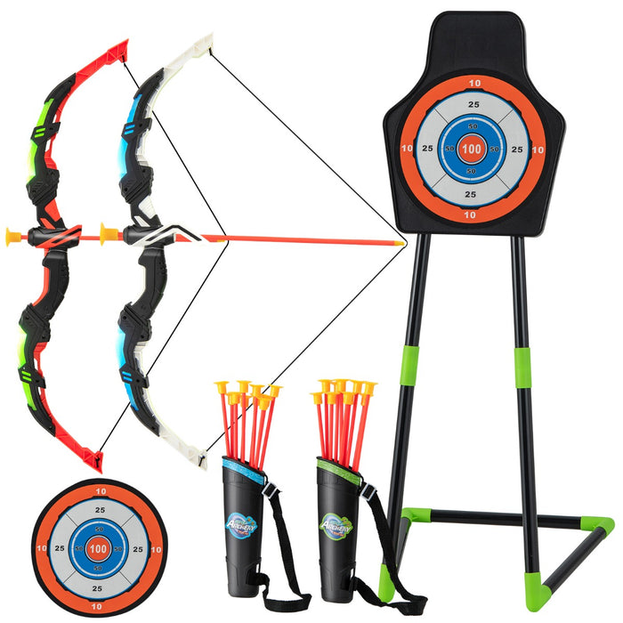 Pack of 2 - Kids Bow and Arrow Set with 20 Suction Cup Arrows - Perfect Archery Game for Young Children