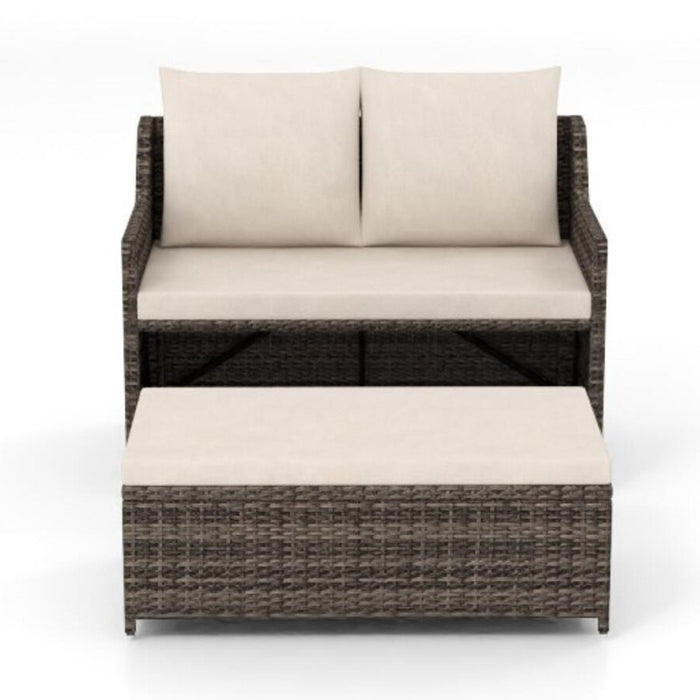 2-Piece Outdoor Patio Furniture with Built-in Storage Bin and Cushions-