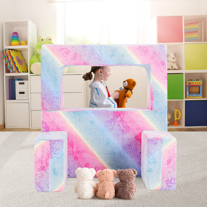 2 Seater Kids Play Couch Glow in the Dark Modular Sofa Set for Toddlers-