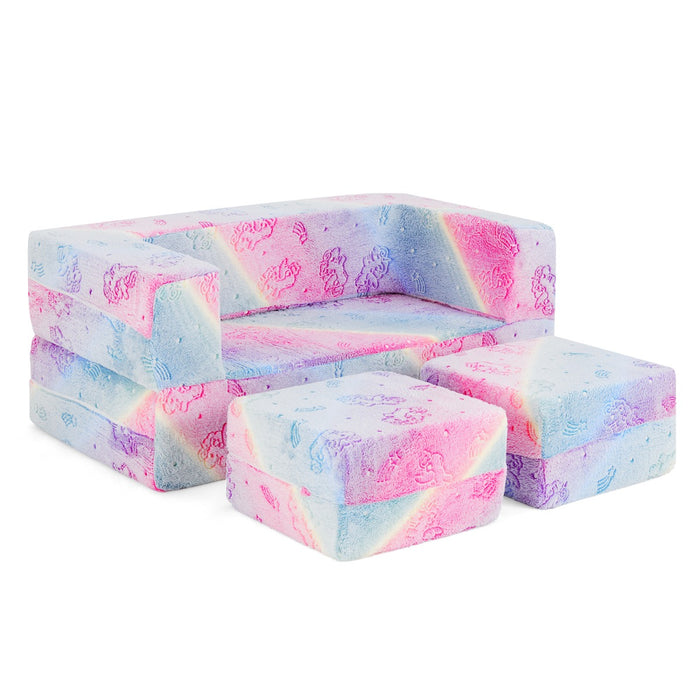2 Seater Kids Play Couch Glow in the Dark Modular Sofa Set for Toddlers-
