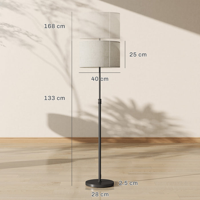 HOMCOM Floor Lamp with Remote, Height Adjustable Standing Lamp with Linen Shade, Dimmable with 3000K-6000K Adjustable Colour Temperatures, Foot Switch for Living Room Bedroom Office, Black