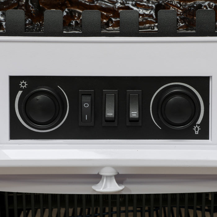 HOMCOM 1kW-2kW Vintage Electric Fireplace Heater - White | Aosom UK