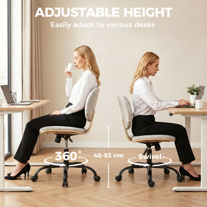 HOMCOM Home Office Desk Chair Rocking Function Ergonomic Swivel Chair with PU Wheels, Light Grey