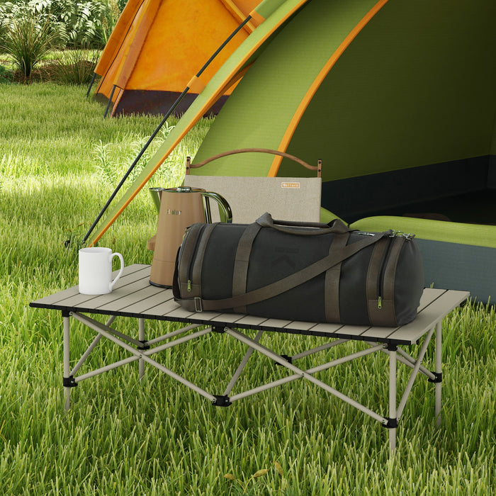 Lightweight Aluminium Folding Camping Table - Roll-Up Top Picnic Desk with Carry Bag - Ideal for Campers, Hikers, Outdoor Cooking & Anglers