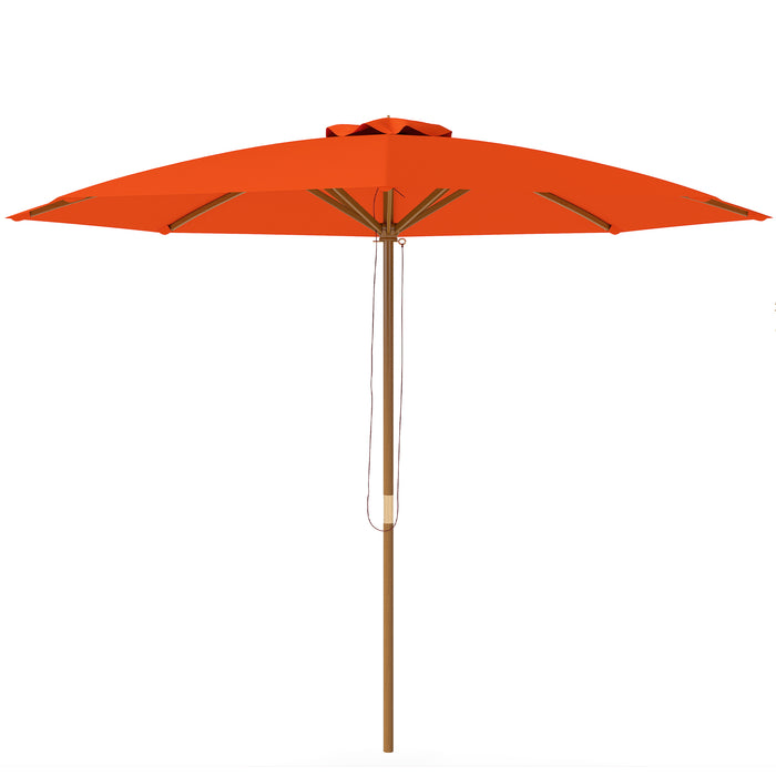 Outsunny 3(m) Wooden Patio Umbrella - Orange