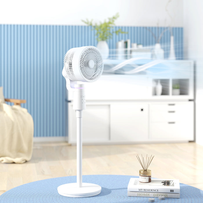 HOMCOM Pedestal Air Circulation Fan with Oscillating, Light Off, White