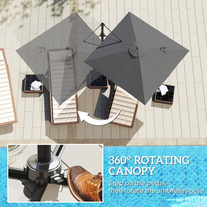 Outsunny Patio Offset Parasol Umbrella - Dark Grey