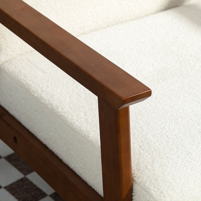 HOMCOM Boucle Seat Mid Century Accent Chair - White | Aosom UK